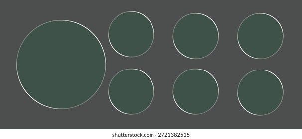 Six outlined circles arranged with generous negative space on a dark gray field